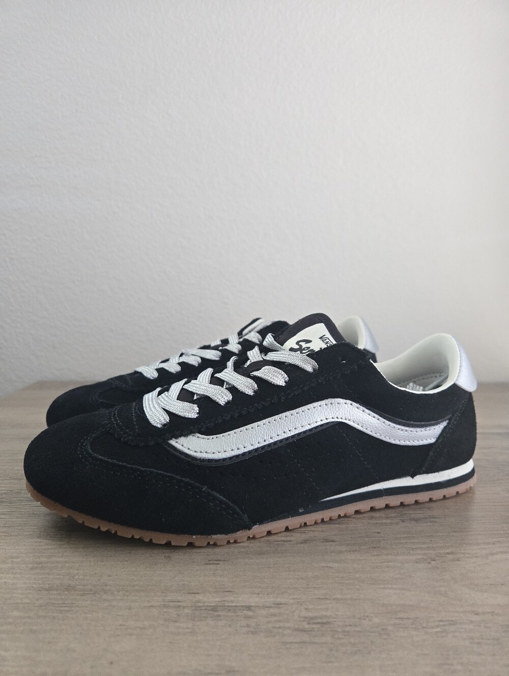Vans Super LowPro Suede Sneakers Silver/Black Women's Size 7